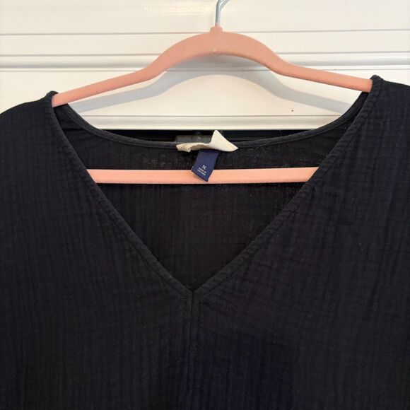 Universal Thread Black Cotton Gauze Long Sleeve midi tiered dress pockets 1X - Picture 15 of 15